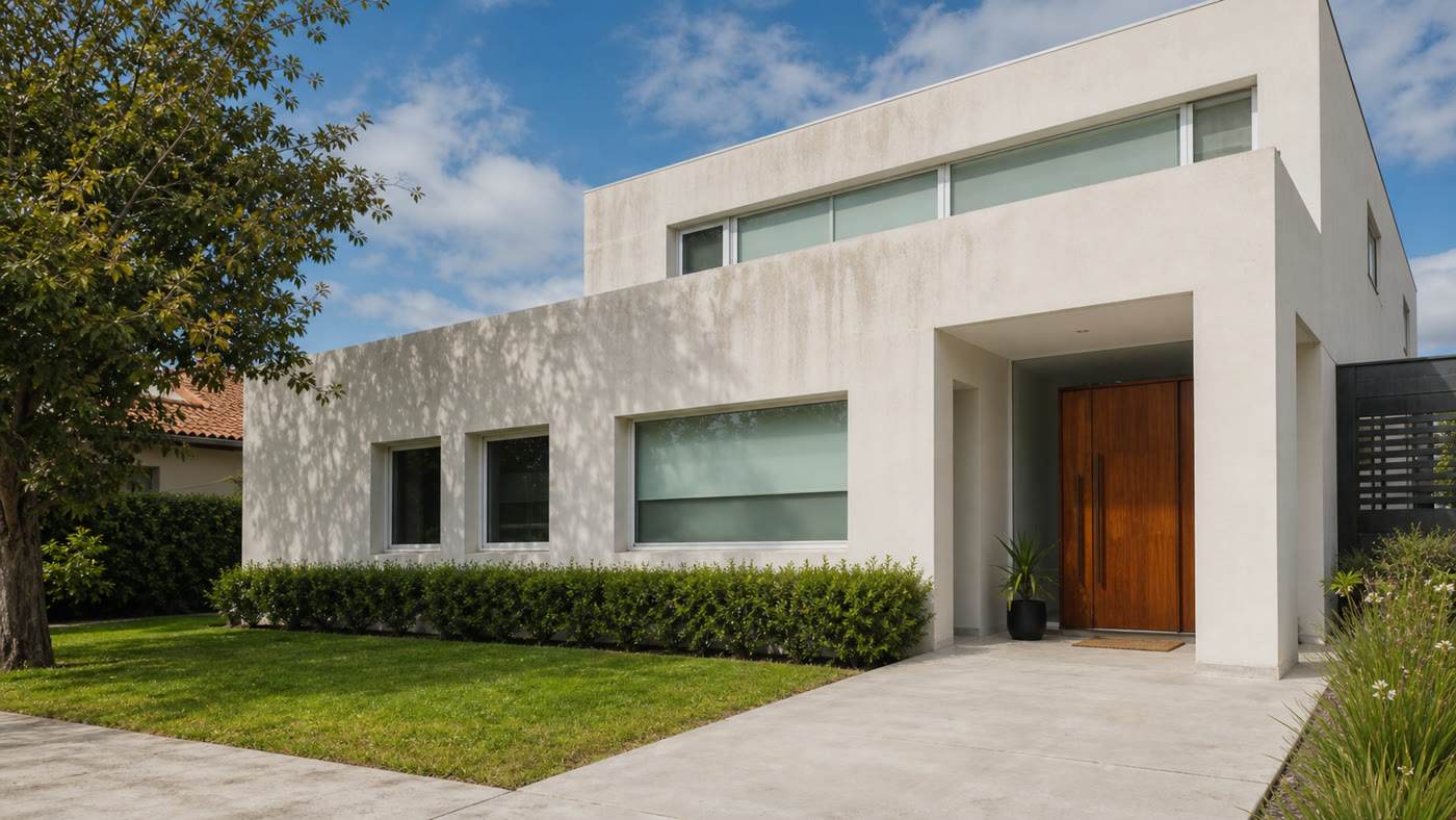 Fachada de casa moderna para cotizar lavado exterior
